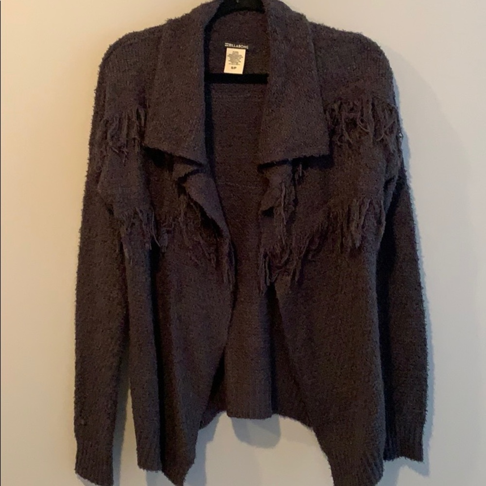 Small Charcoal Billabong Cardigan W Fringe